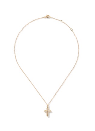 Main View - Click To Enlarge - JOHN HARDY - Classic Chain Diamond 18K Gold Cross Pendant Necklace — Size 16-18