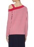 Back View - Click To Enlarge - PH5 - Asymmetric off-shoulder merino wool stripe top
