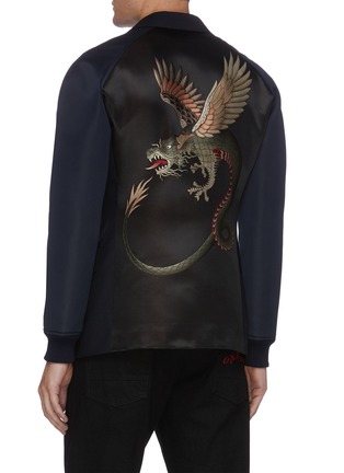 Back View - Click To Enlarge - ALEXANDER MCQUEEN - Panelled dragon embroidered double layer blazer