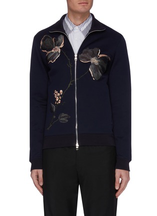 Main View - Click To Enlarge - ALEXANDER MCQUEEN - Floral embroidered zip track top