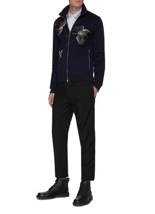 Figure View - Click To Enlarge - ALEXANDER MCQUEEN - Floral embroidered zip track top