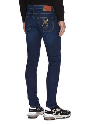 Back View - Click To Enlarge - ALEXANDER MCQUEEN - Dragon embroidered skinny jeans