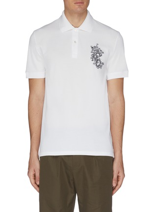 Main View - Click To Enlarge - ALEXANDER MCQUEEN - Floral logo embroidered polo shirt
