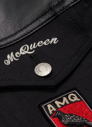  - ALEXANDER MCQUEEN - Embroidered bird patch leather panel jacket