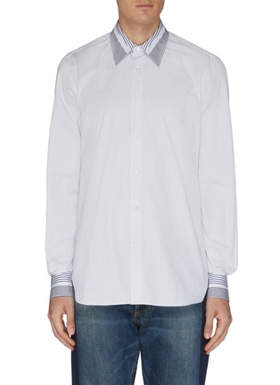 Main View - Click To Enlarge - ALEXANDER MCQUEEN - Mixed stripe contrast collar shirt