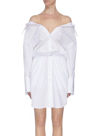 Main View - Click To Enlarge - ALEXANDER WANG - x Lane Crawford belted off-shoulder shirt dress