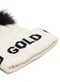 Detail View - Click To Enlarge - GOLDBERGH - 'Hodd' logo intarsia contrast faux fur pom pom beanie