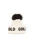 Figure View - Click To Enlarge - GOLDBERGH - 'Hodd' logo intarsia contrast faux fur pom pom beanie