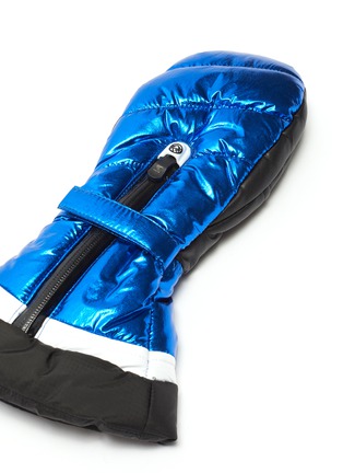 Detail View - Click To Enlarge - SPORTALM - 'Ante' contrast panel drawcord zip quilted metallic mittens