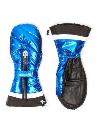 Main View - Click To Enlarge - SPORTALM - 'Ante' contrast panel drawcord zip quilted metallic mittens