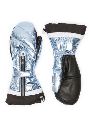 Main View - Click To Enlarge - SPORTALM - 'Ante' contrast panel drawcord zip quilted metallic mittens