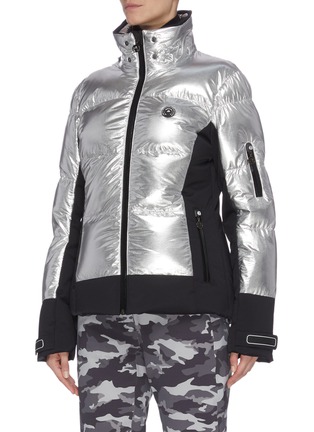 Detail View - Click To Enlarge - SPORTALM - 'Cooris' fur trim hood contrast panel quilted padded ski jacket