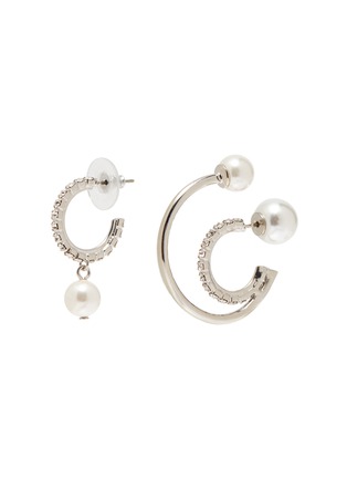 Main View - Click To Enlarge - JOOMI LIM - Faux pearl crystal embellished double hoop earrings