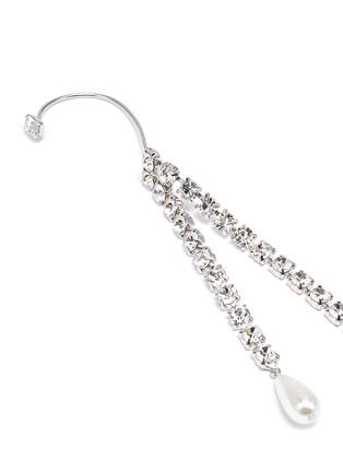 Detail View - Click To Enlarge - JOOMI LIM - Crystal chain faux pearl drop cuff earrings
