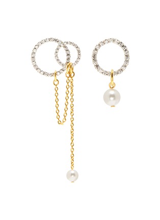 Main View - Click To Enlarge - JOOMI LIM - Crystal double hoop faux pearl drop earrings