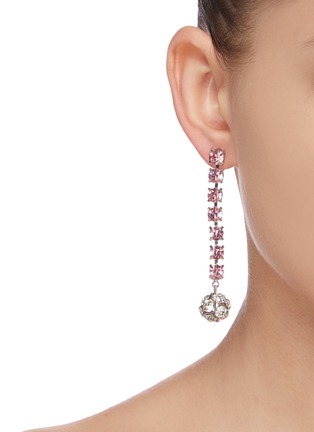 Figure View - Click To Enlarge - JOOMI LIM - Crystal chain earrings w/ crystal ball