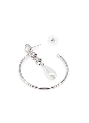 Detail View - Click To Enlarge - JOOMI LIM - Tear drop crystal faux pearl hoop earrings