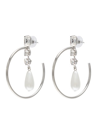 Main View - Click To Enlarge - JOOMI LIM - Tear drop crystal faux pearl hoop earrings