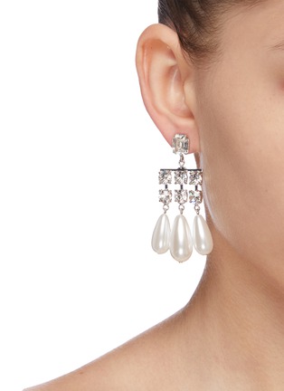 Figure View - Click To Enlarge - JOOMI LIM - Crystal and faux pearl embellished drop earrings