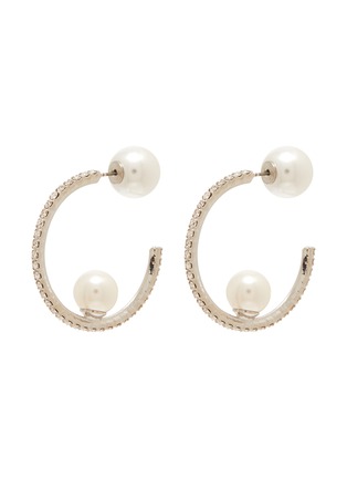 Main View - Click To Enlarge - JOOMI LIM - Small crystal hoop faux pearl embellished earrings