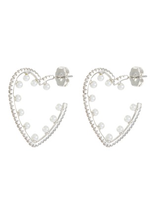 Main View - Click To Enlarge - CZ BY KENNETH JAY LANE - Cubic zirconia heart shaped faux pearl hoop earrings
