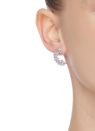Figure View - Click To Enlarge - CZ BY KENNETH JAY LANE - Baguette cut embellishments cluster crawler earrings