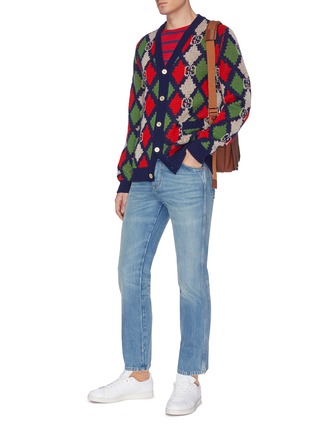 Figure View - Click To Enlarge - GUCCI - GG logo intarsia cardigan