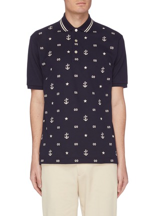 Main View - Click To Enlarge - GUCCI - Symbols embroidered polo