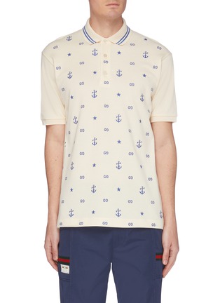 Main View - Click To Enlarge - GUCCI - Symbols embroidered polo