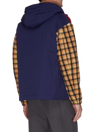 Back View - Click To Enlarge - GUCCI - Colourblock patch check sleeves jacket