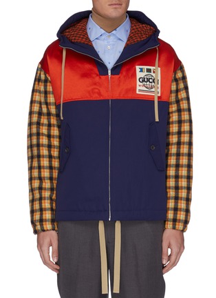 Main View - Click To Enlarge - GUCCI - Colourblock patch check sleeves jacket