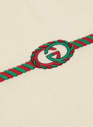  - GUCCI - Bicolour trim embroidered polo shirt