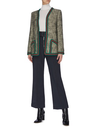 Figure View - Click To Enlarge - GUCCI - Webbing contrast outseam boucle tweed jacket