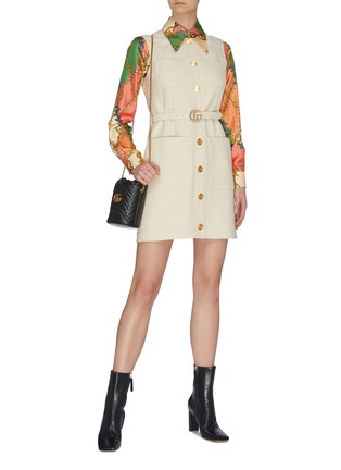 Figure View - Click To Enlarge - GUCCI - Belted pocket sleeveless dress