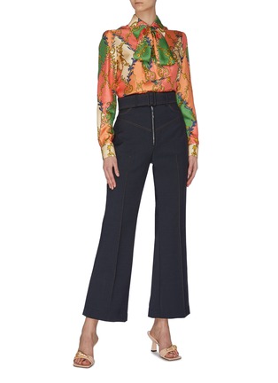 Figure View - Click To Enlarge - GUCCI - 'Tienk' rhombus print neck tie blouse