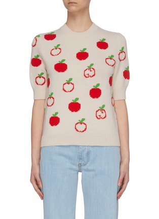 Main View - Click To Enlarge - GUCCI - Apple Intarsia Sweater