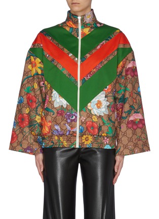 Main View - Click To Enlarge - GUCCI - 'Supreme' Mixed print bell sleeve jacket