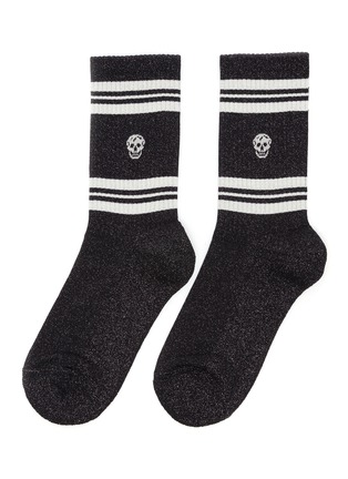 Main View - Click To Enlarge - ALEXANDER MCQUEEN - Mid calf contrast stripe skull socks