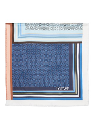 Detail View - Click To Enlarge - LOEWE - Anagram print colourblock silk scarf