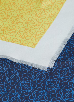 Detail View - Click To Enlarge - LOEWE - Anagram print colourblock silk scarf