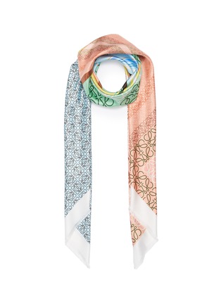 Main View - Click To Enlarge - LOEWE - Anagram print colourblock silk scarf