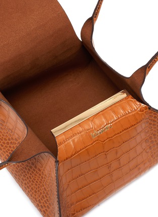Detail View - Click To Enlarge - KHAORE - 'Baby Kutchra' croc embossed leather top handle bag