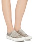 Figure View - Click To Enlarge - PEDRO GARCIA  - 'Pailie' crystal embellished frayed stitch silk sneakers