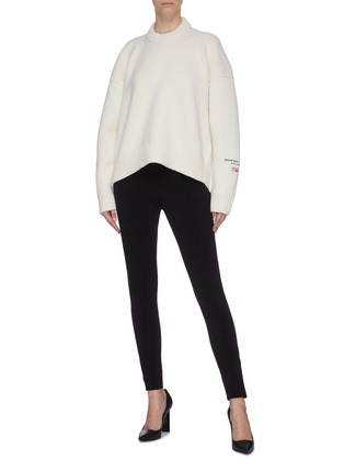 Figure View - Click To Enlarge - ALEXANDER WANG - Logo embroidered rib knit sweater