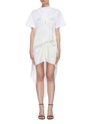 Main View - Click To Enlarge - ALEXANDER WANG - Cinched hybrid T-shirt slip dress