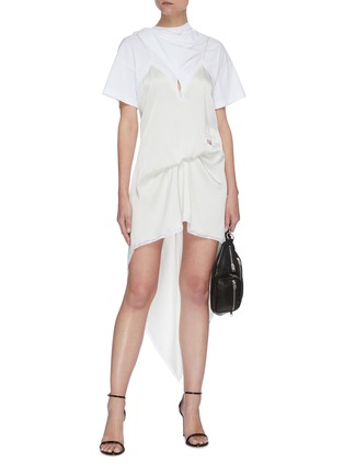 Figure View - Click To Enlarge - ALEXANDER WANG - Cinched hybrid T-shirt slip dress