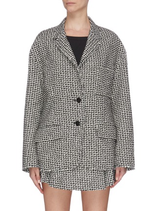 Main View - Click To Enlarge - ALEXANDER WANG - Houndstooth check plaid tweed blazer