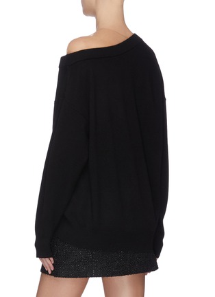 Back View - Click To Enlarge - ALEXANDER WANG - Off-shoulder sheer panel asymmetrical sweater