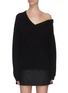 Main View - Click To Enlarge - ALEXANDER WANG - Off-shoulder sheer panel asymmetrical sweater
