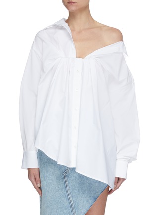Main View - Click To Enlarge - ALEXANDER WANG - Tucked bust Oxford cotton blouse
